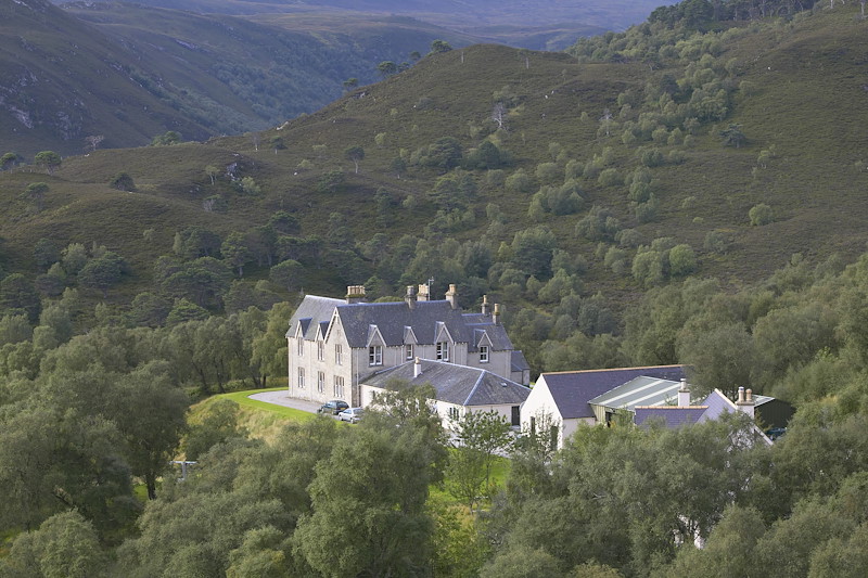 Alladale Lodge, Sutherland, Scotland. Recently refurbished shooting lodge to accommodate eco-tourism guests to Alladale reserve where plans include reintroducing native species such as wolf.