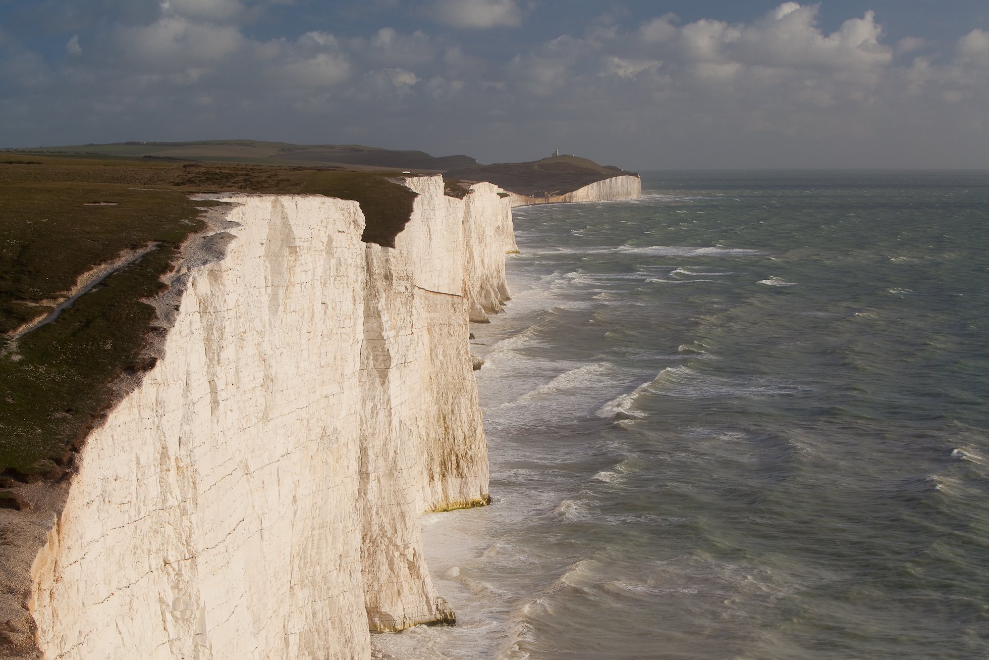 Seven Sisters chalk cliffs, South Downs, England.