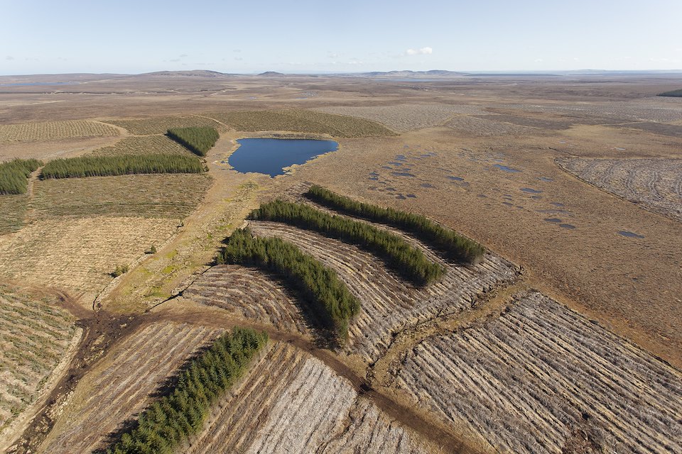 Aerial view across Forsinard Flows, Sutherland. Scotland.