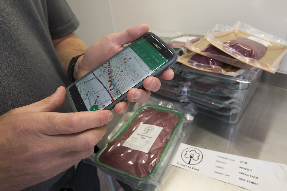 Nick Richards, owner of Forest to Fork, a supplier of wild venison in Scotland demonstrates use of GPS technology to track the origin of culled deer. Nick Richards, owner of Forest to Fork, a supplier of wild venison in Scotland demonstrates use of GPS technology to track the origin of culled deer.