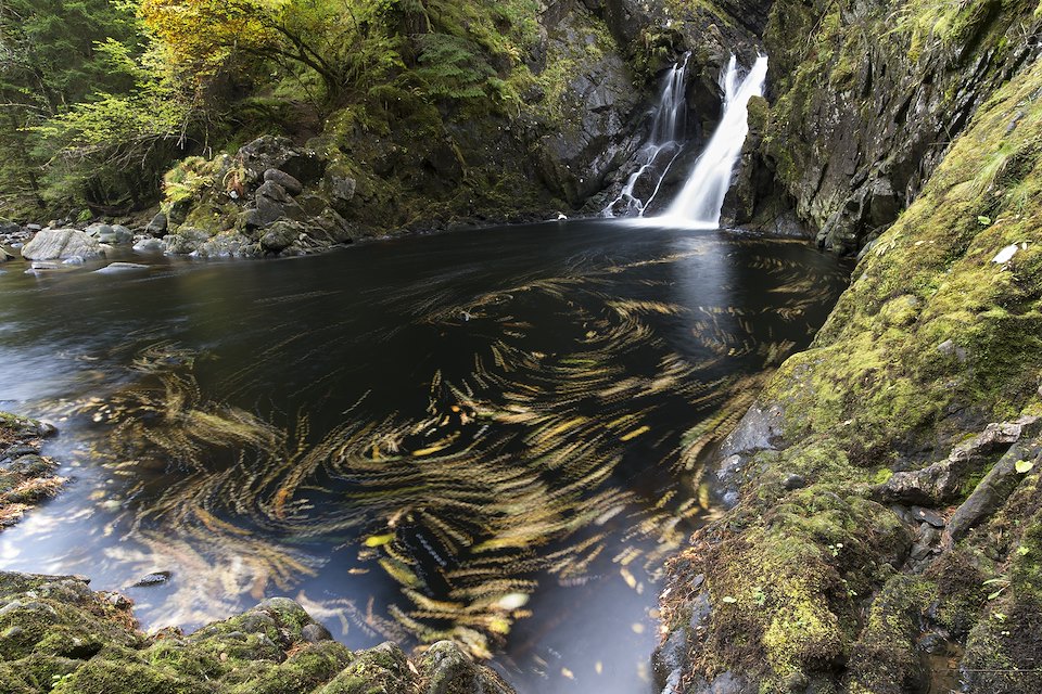Plodda Falls in autumn, Tomich, Scotland.