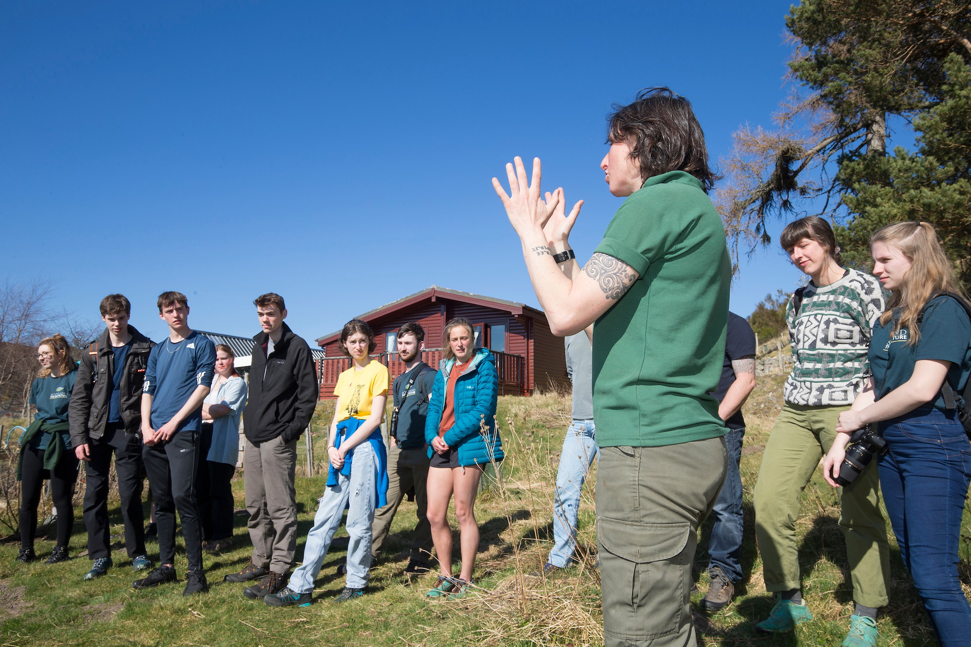 SCOTLAND: The Big Picture NextGen rewilders attending a learning session at Lynbreck Croft in the Cairngorms National Park. March 2022