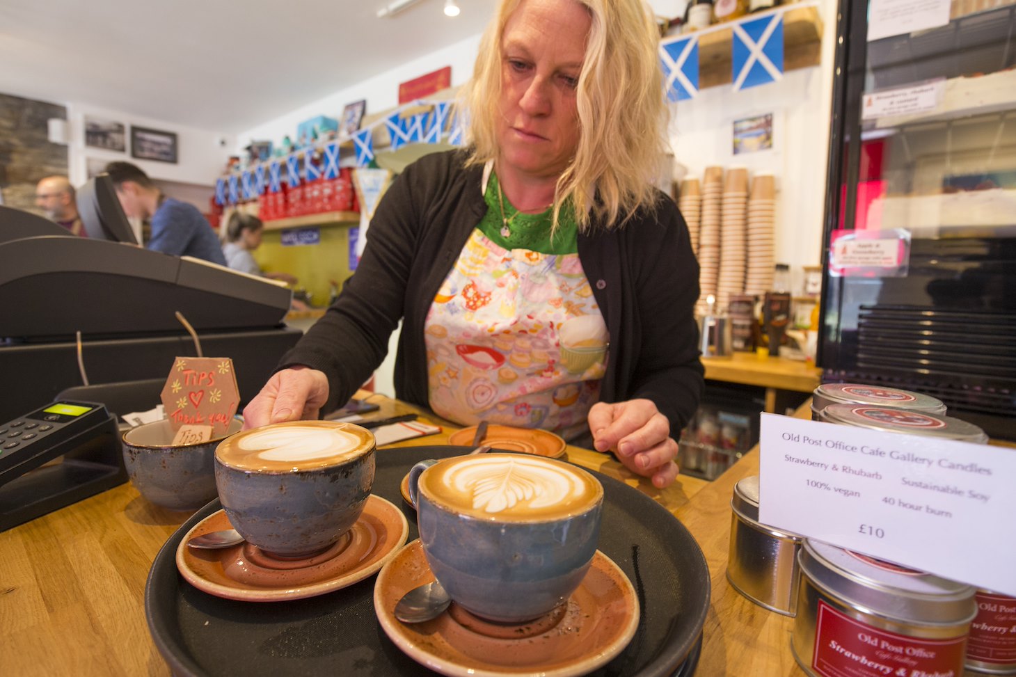 The Old Post Office Cafe in Kincraig in the Cairngorms National Park - a local business that relies on nature-based tourism, Scotland.