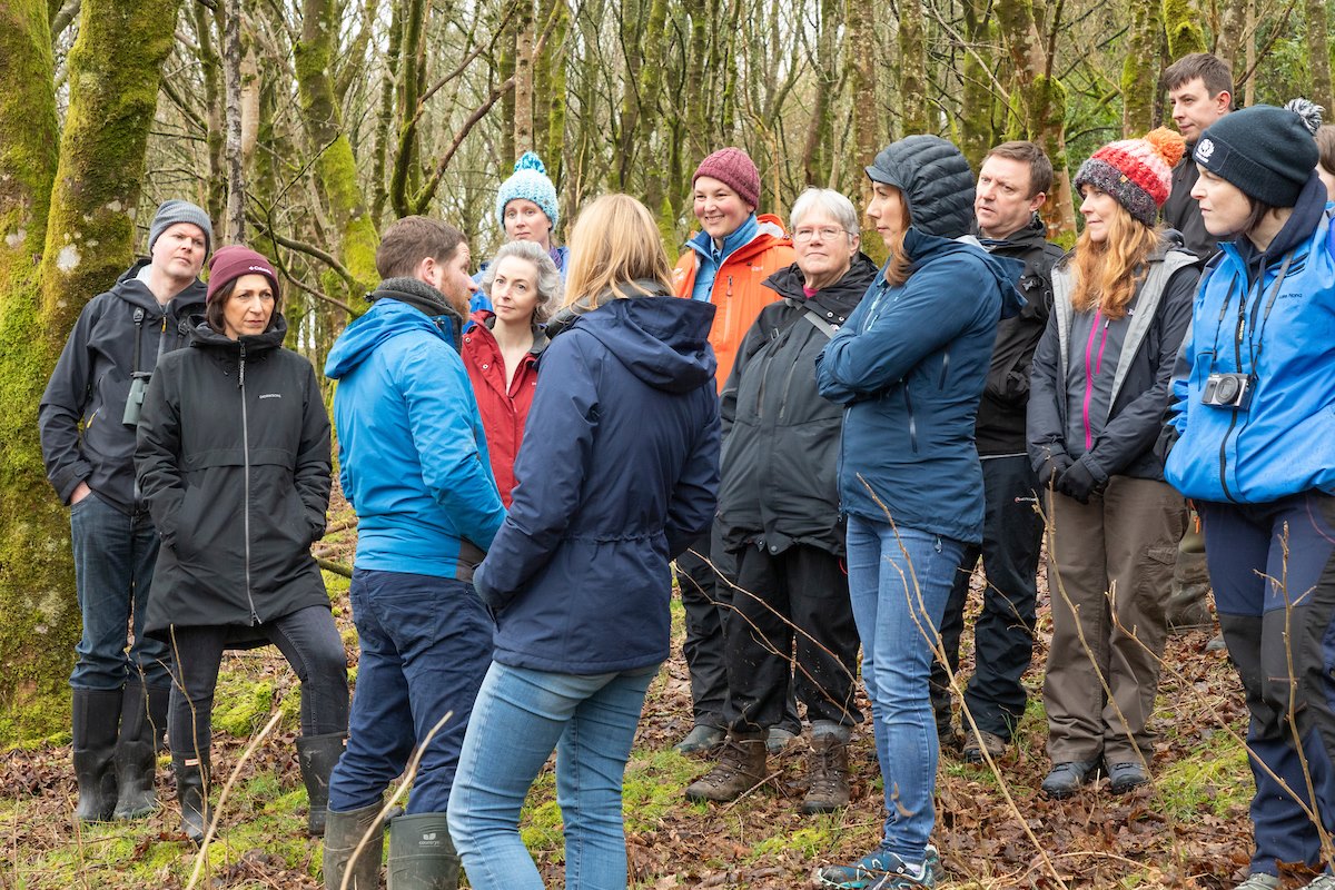Group learning about beavers at Lerrocks Farm, Argaty, Scotland, March