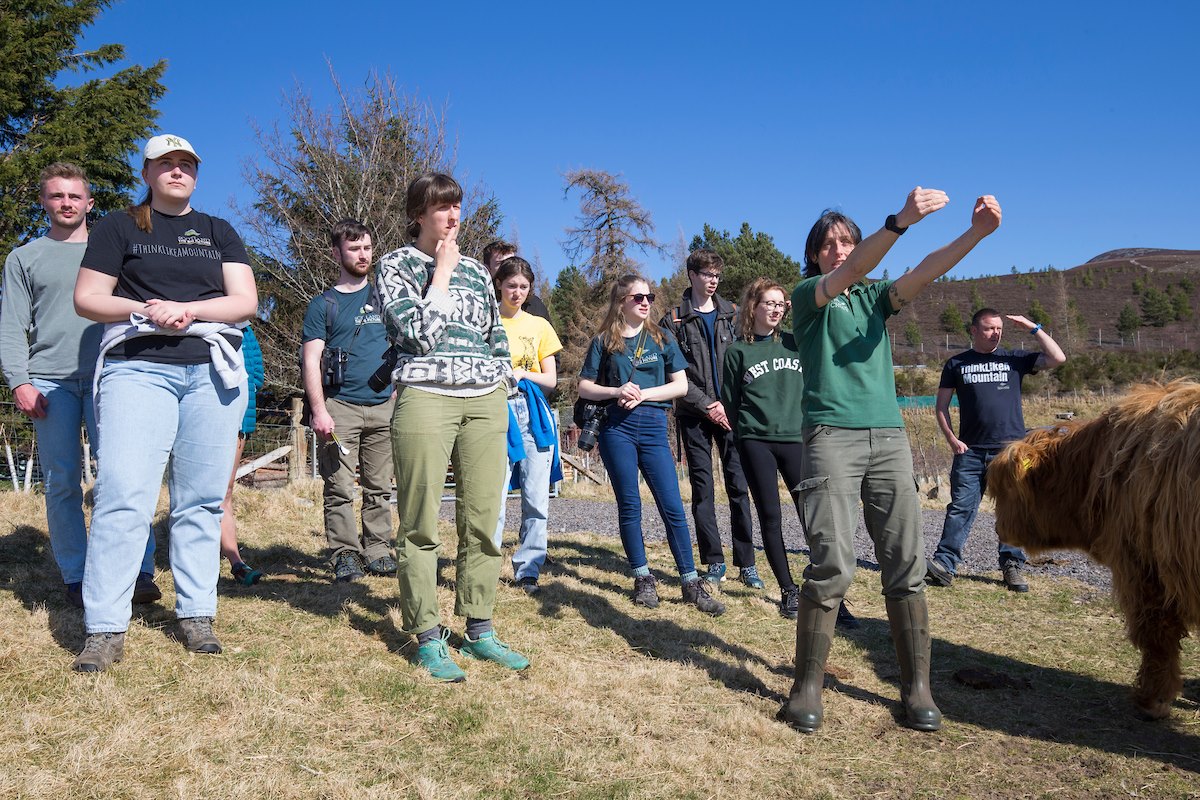 SCOTLAND: The Big Picture NextGen rewilders attending a learning session at Lynbreck Croft in the Cairngorms National Park. March 2022